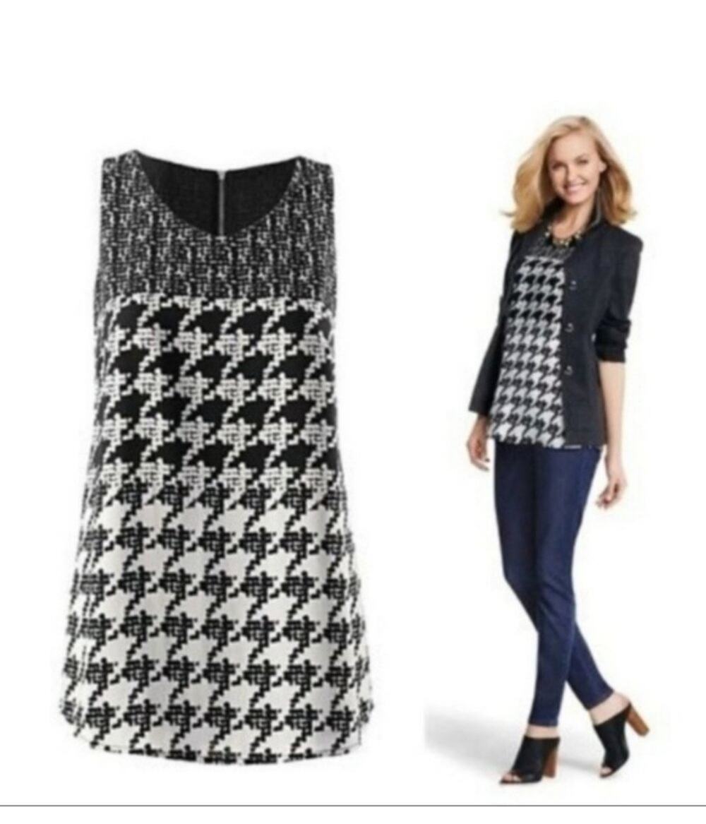 Cabi 3090 broken check houndstooth top size S